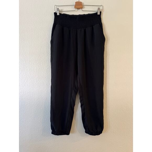 Jack by BB Dakota Harem-Style Pull-On Jogger Pants Womens Size M Black Smocked - Picture 2 of 8